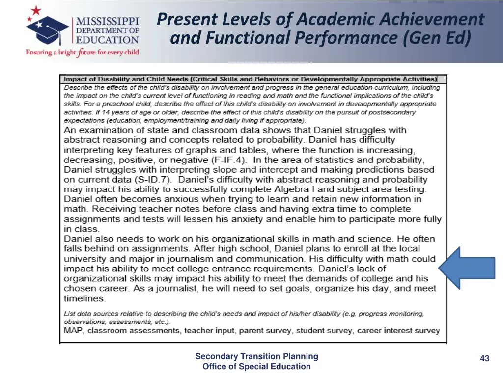 present levels of academic achievement 2