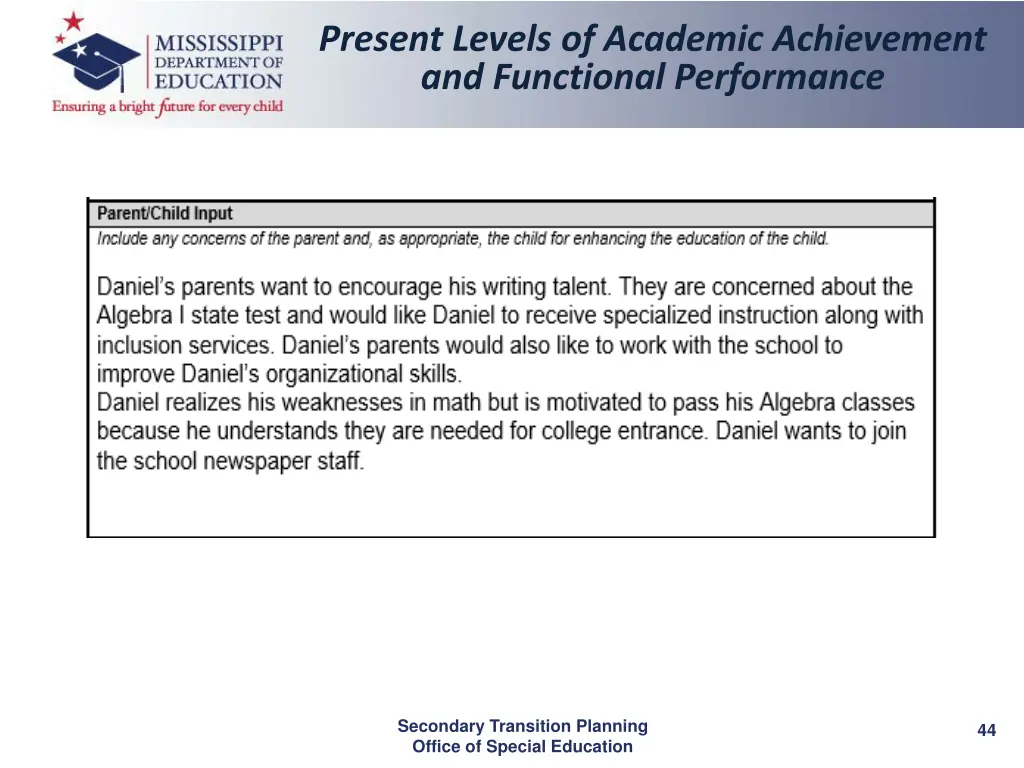 present levels of academic achievement 3