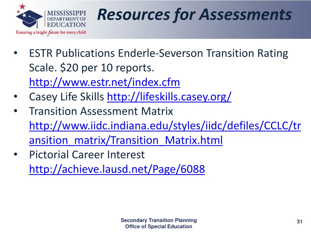 resources for assessments 1