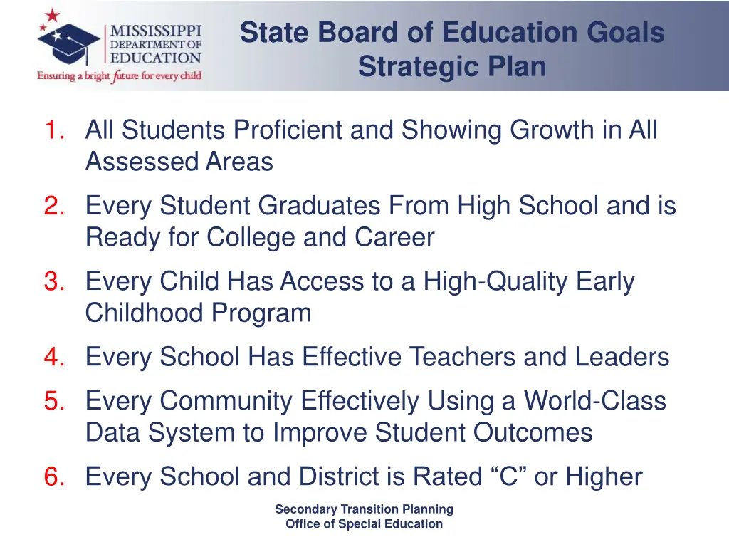 state board of education goals strategic plan