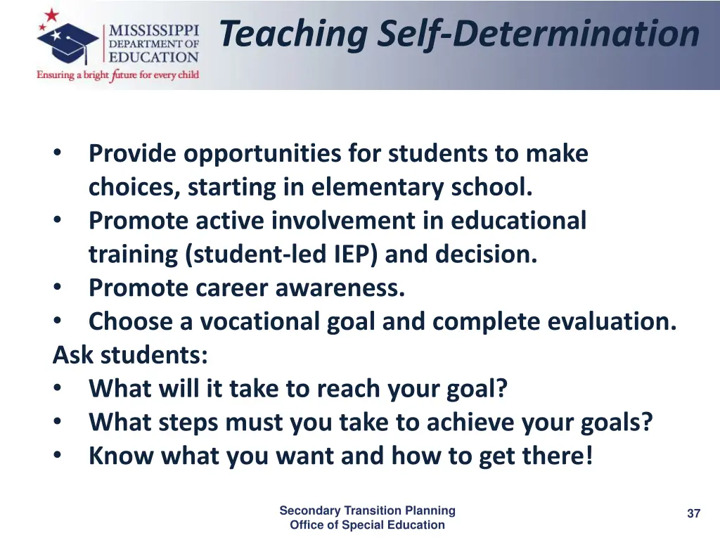 teaching self determination