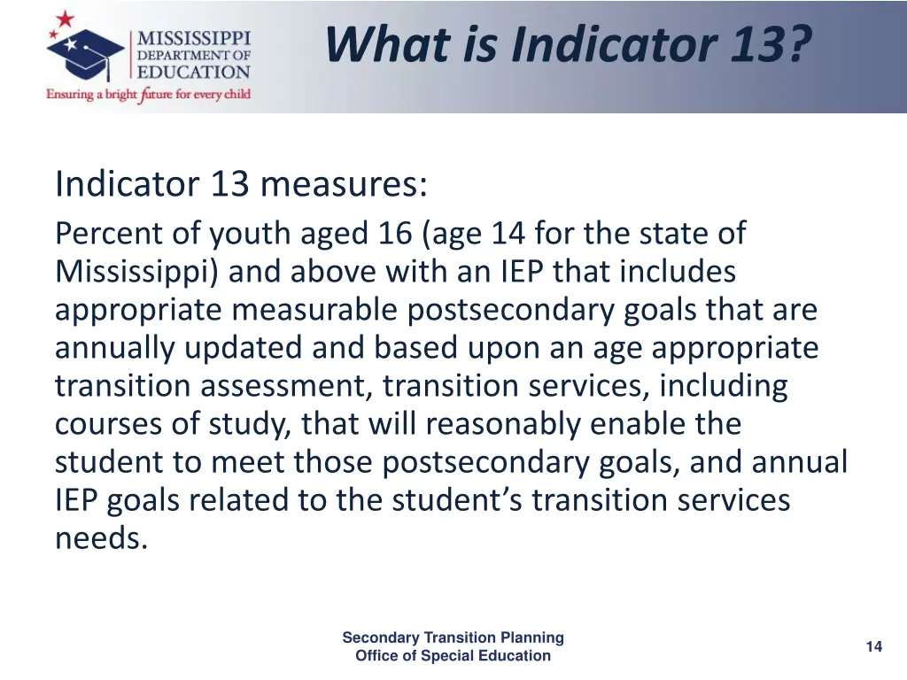 what is indicator 13 1