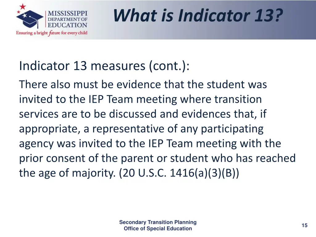 what is indicator 13 2