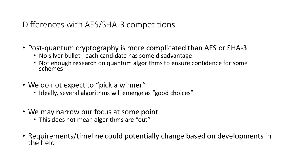 differences with aes sha 3 competitions