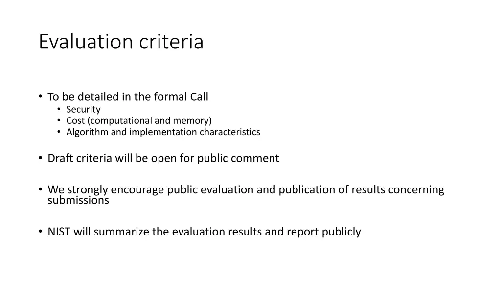 evaluation criteria