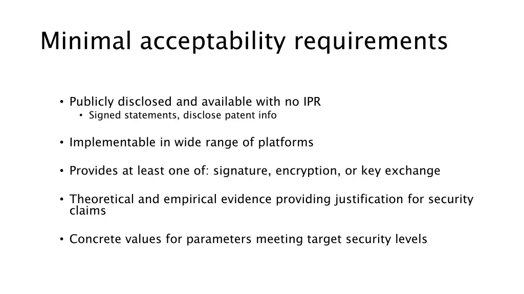 minimal acceptability requirements