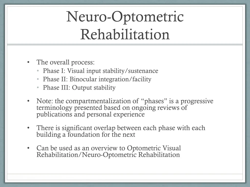 neuro optometric rehabilitation