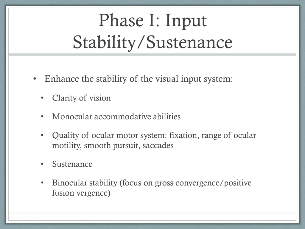 phase i input stability sustenance