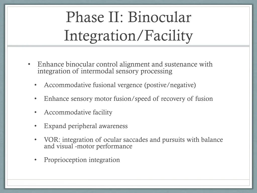 phase ii binocular integration facility