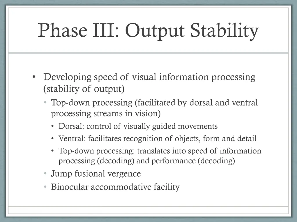 phase iii output stability