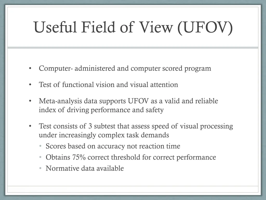 useful field of view ufov