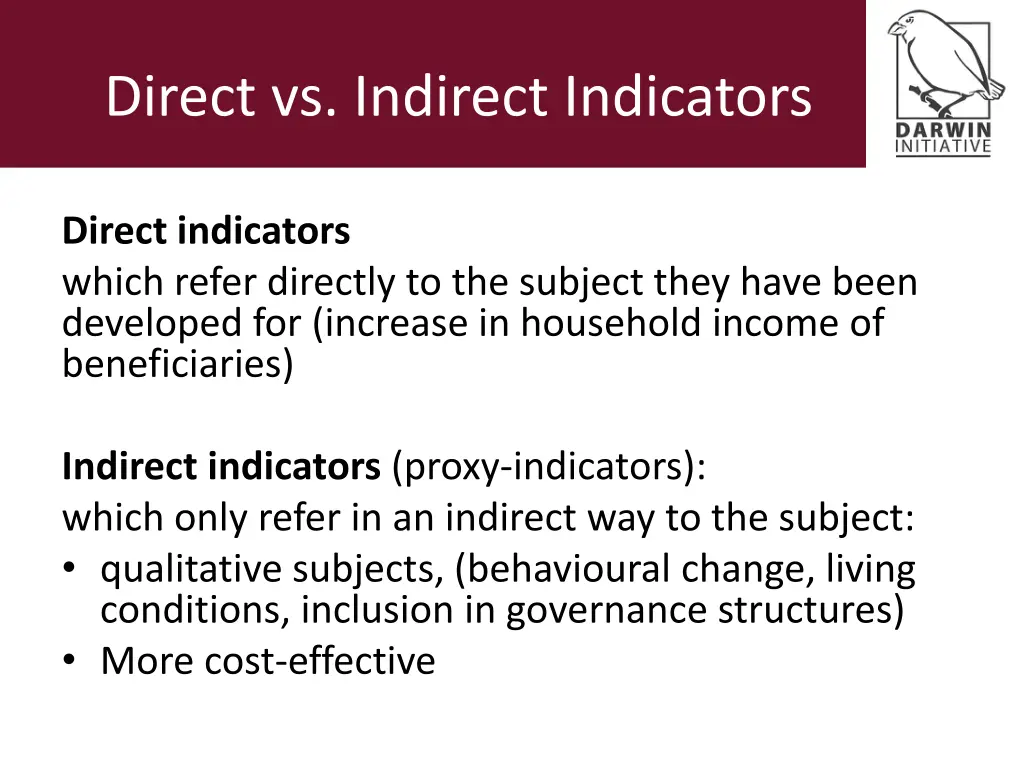 direct vs indirect indicators