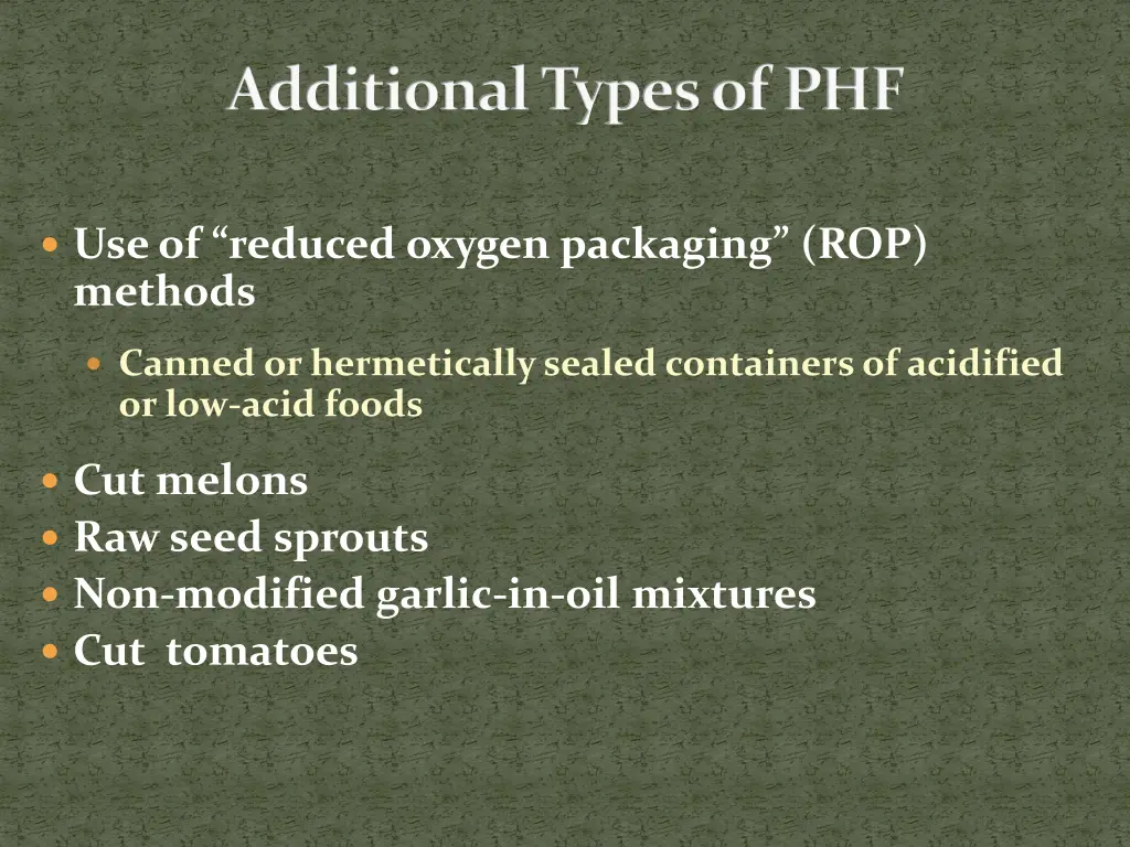 additional types of phf