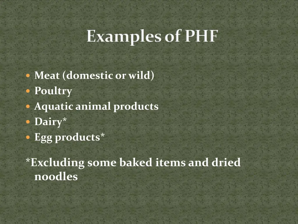 examples of phf