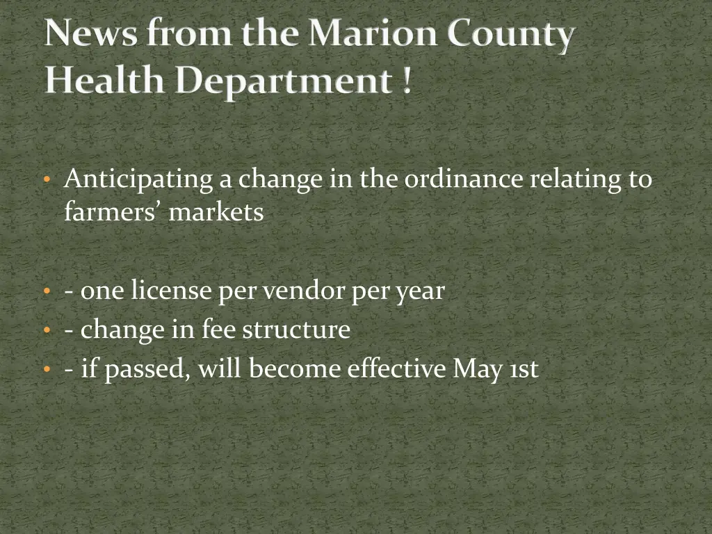 news from the marion county health department