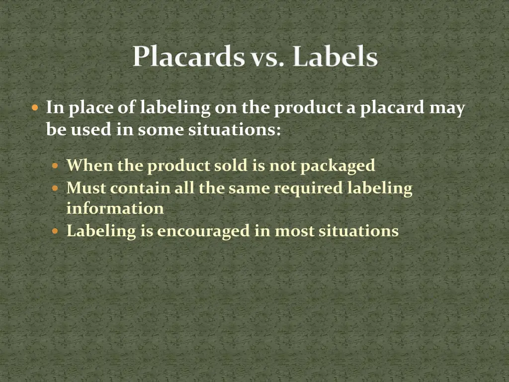 placards vs labels