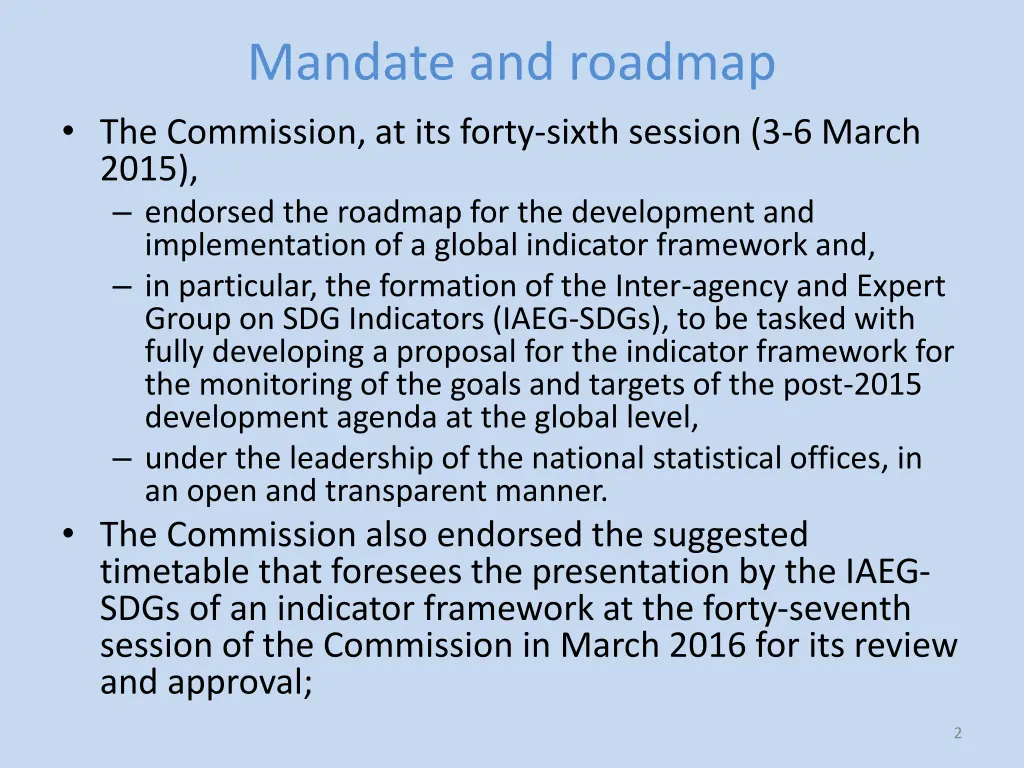 mandate and roadmap the commission at its forty