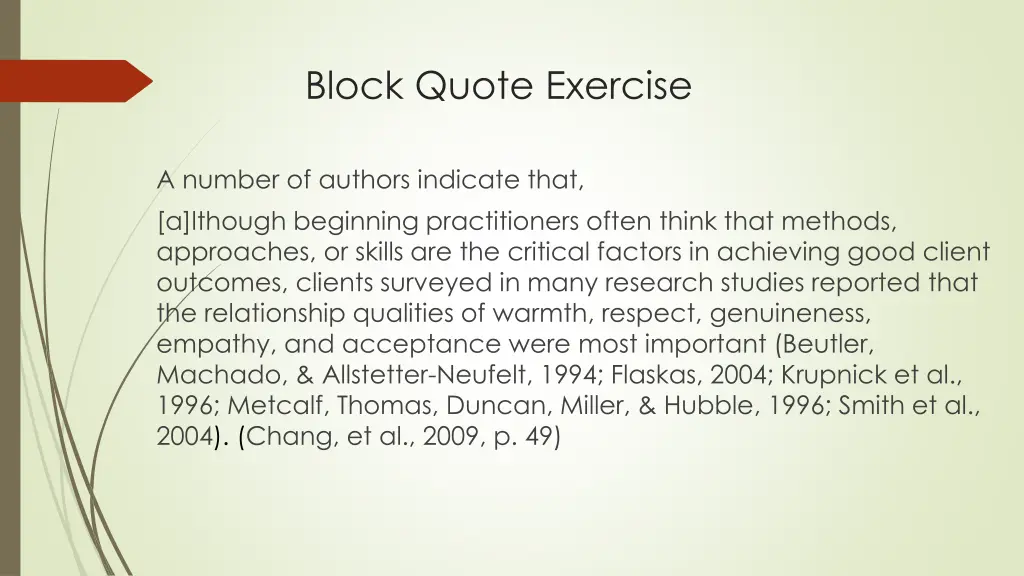 block quote exercise