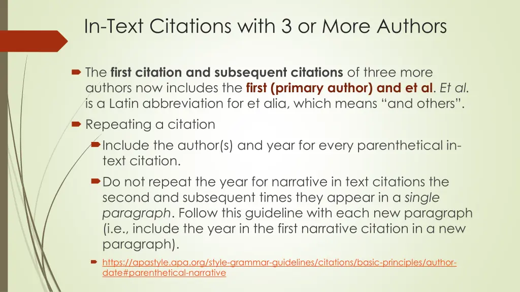 in text citations with 3 or more authors