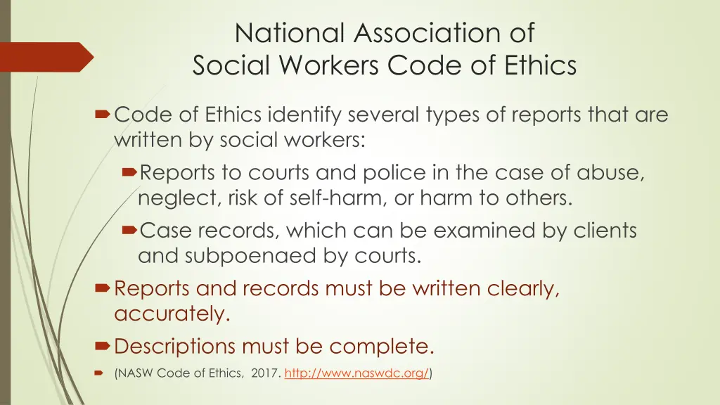 national association of social workers code