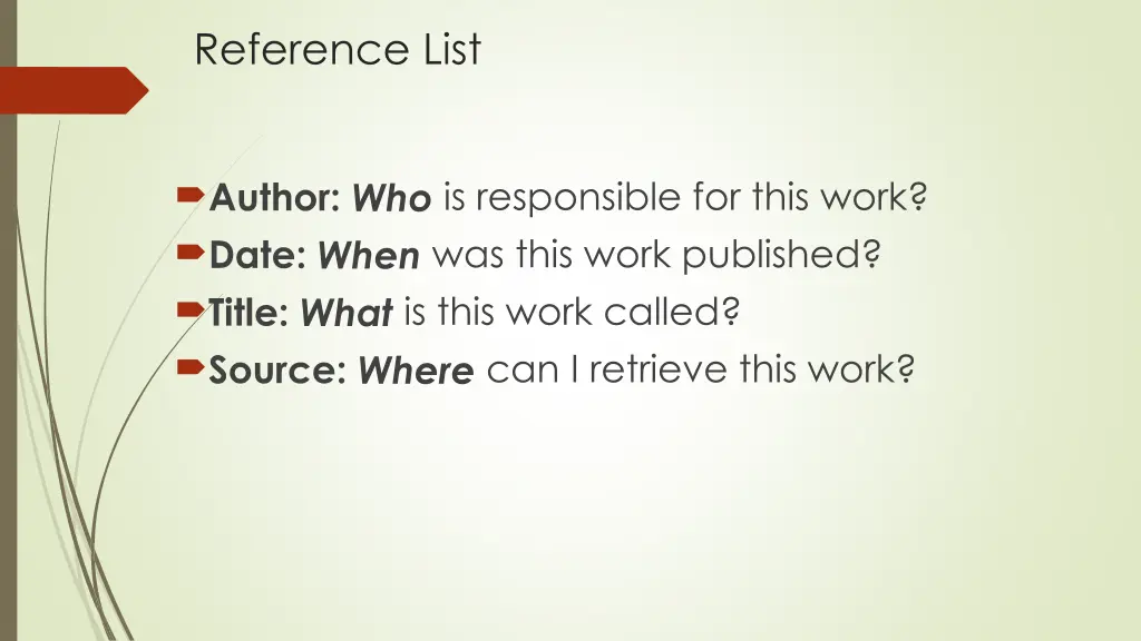 reference list