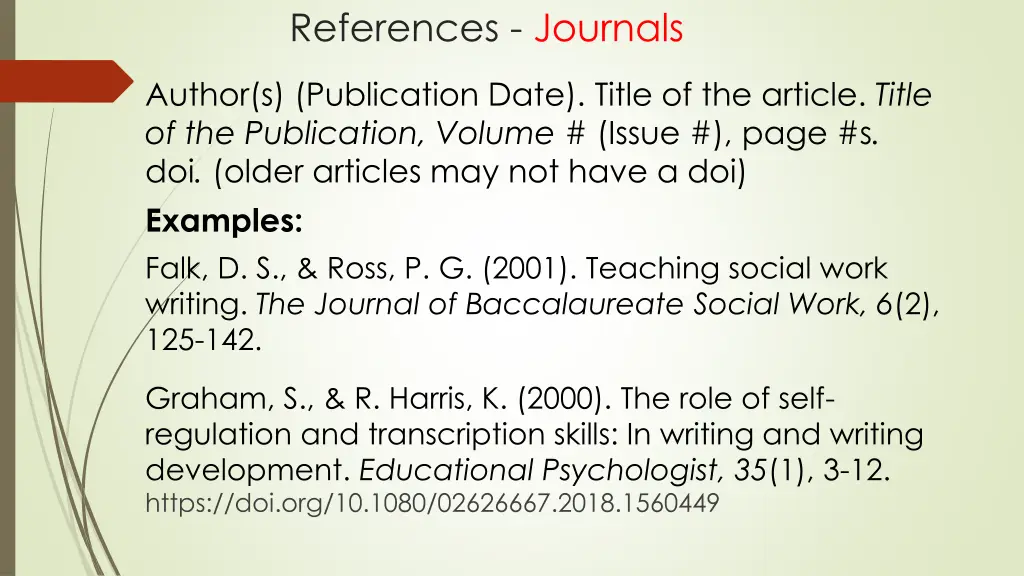 references journals