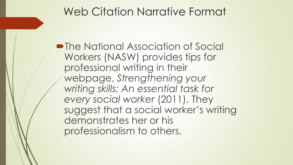 web citation narrative format