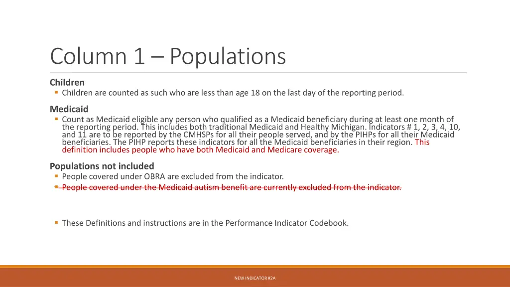 column 1 populations