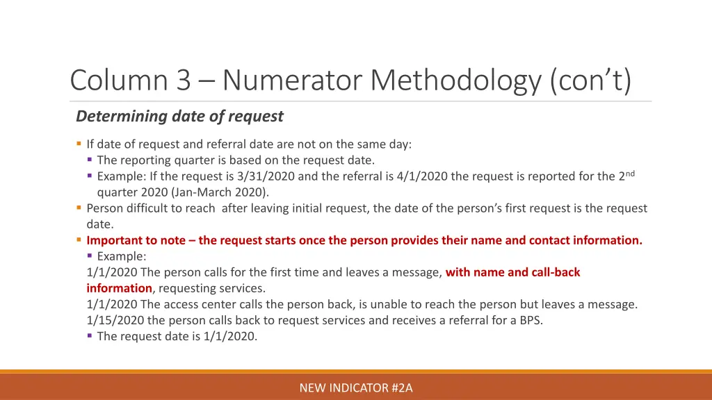 column 3 numerator methodology con t