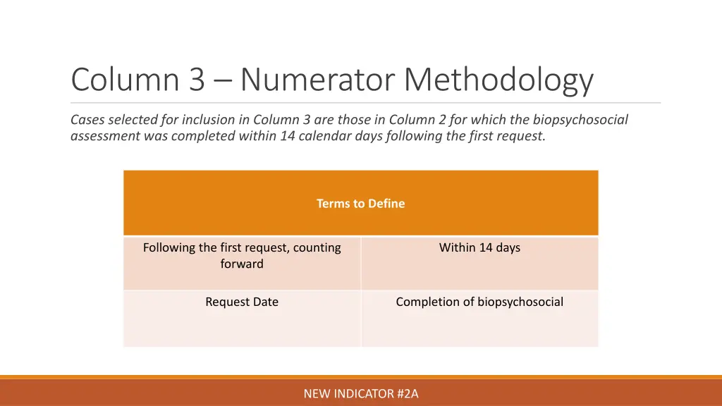 column 3 numerator methodology