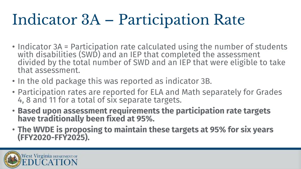 indicator 3a participation rate