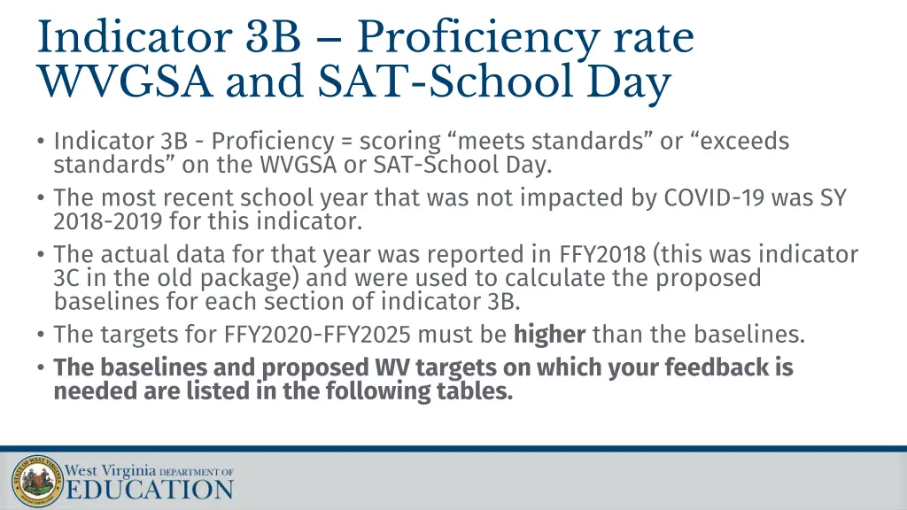 indicator 3b proficiency rate wvgsa