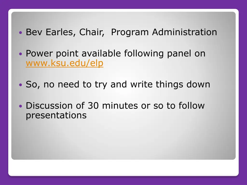 bev earles chair program administration