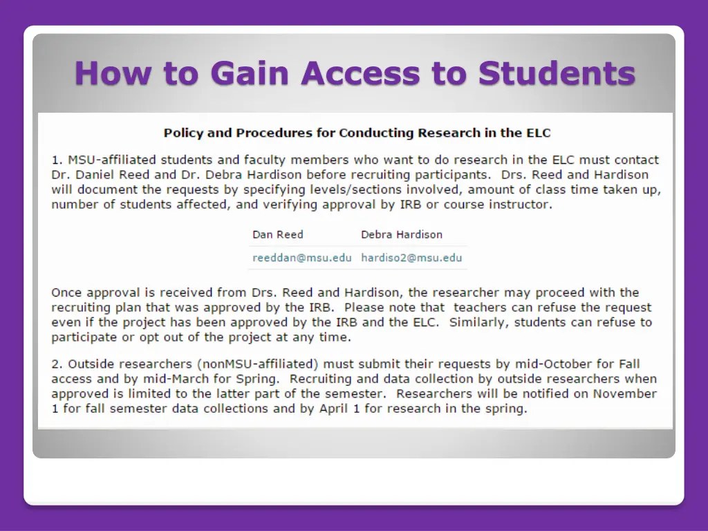 how to gain access to students