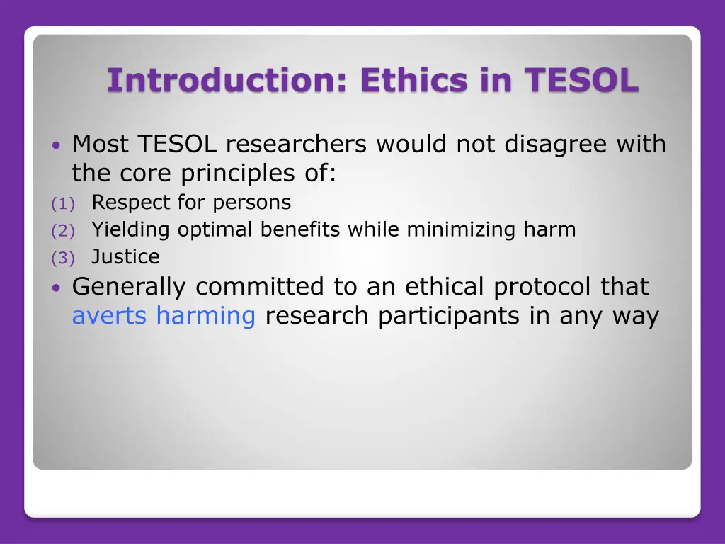 introduction ethics in tesol