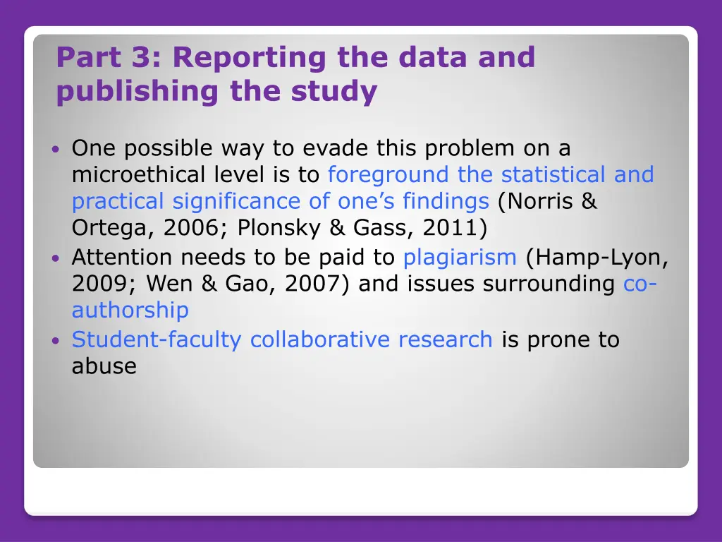 part 3 reporting the data and publishing the study 1