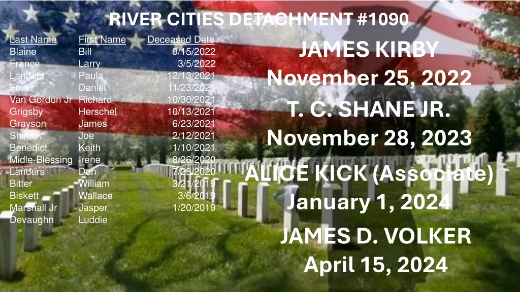 river cities detachment 1090 first name deceased