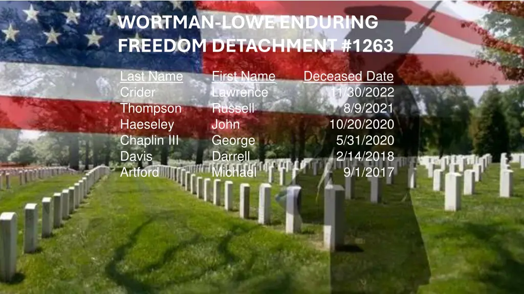 wortman lowe enduring freedom detachment 1263