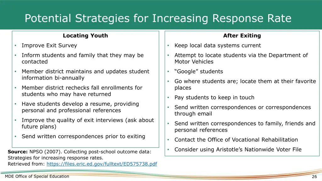 potential strategies for increasing response rate