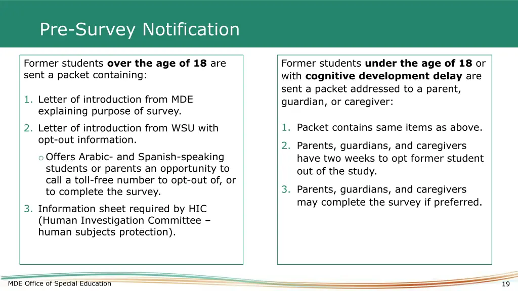 pre survey notification