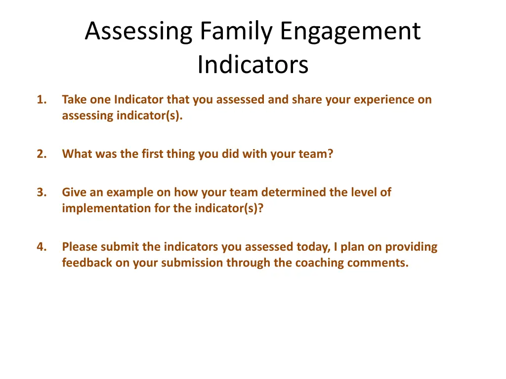 assessing family engagement indicators