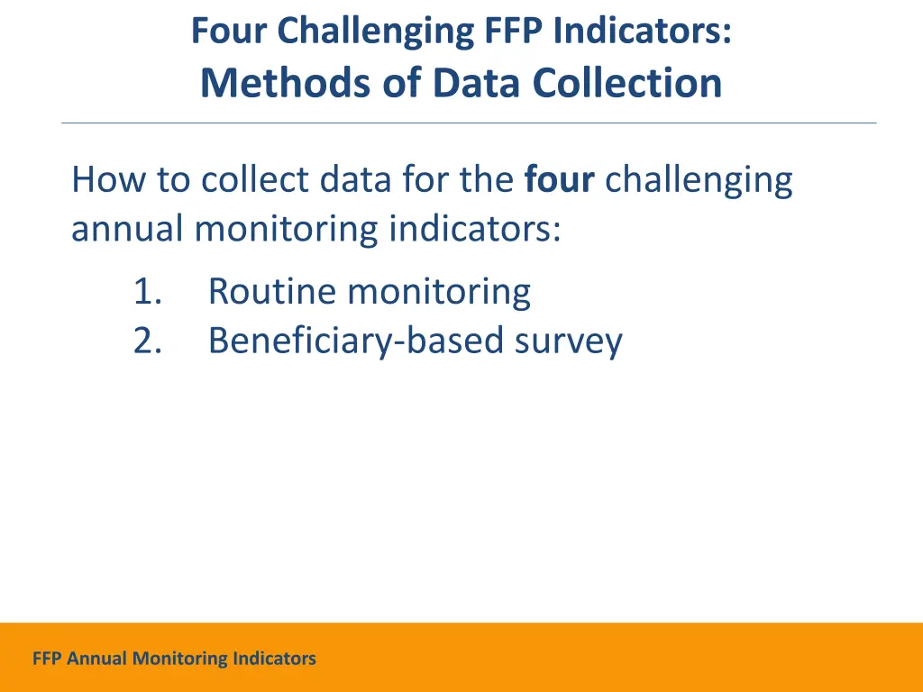 four challenging ffp indicators methods of data