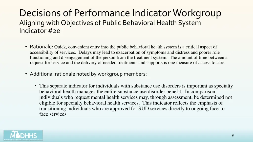 decisions of performance indicator workgroup 2