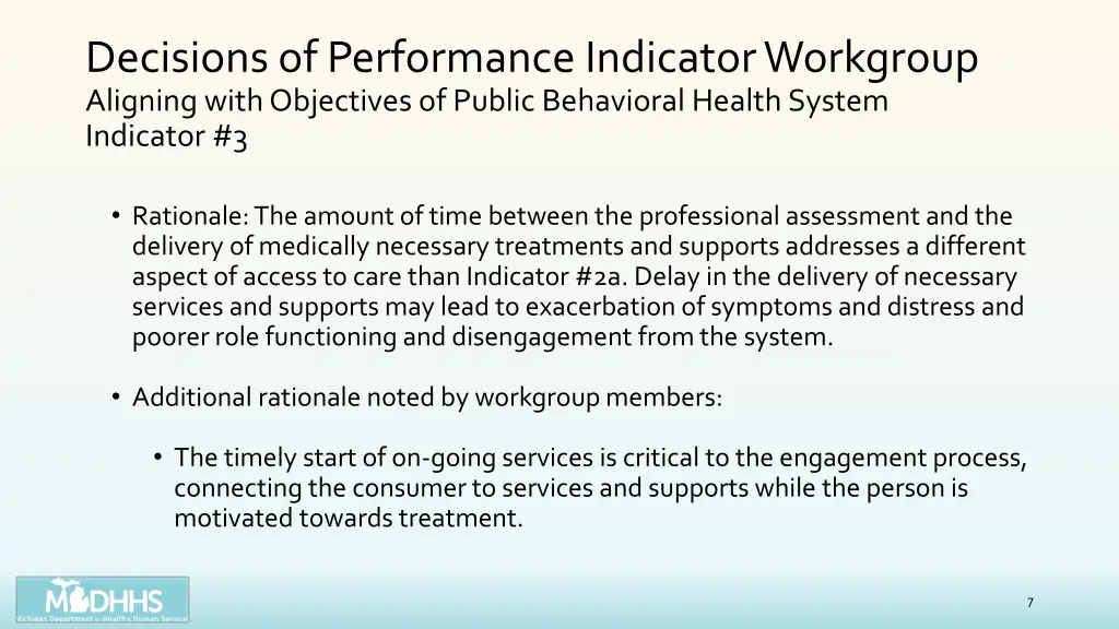 decisions of performance indicator workgroup 3