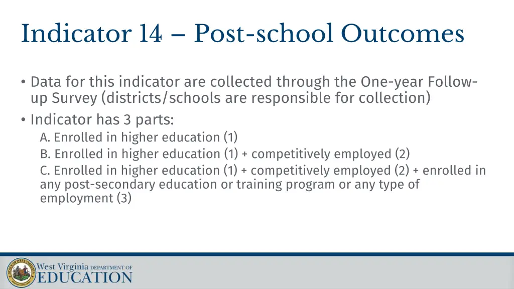 indicator 14 post school outcomes