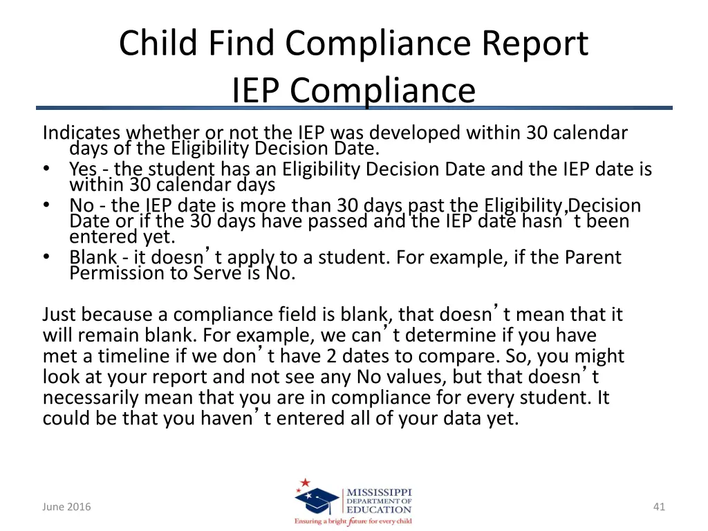 child find compliance report iep compliance