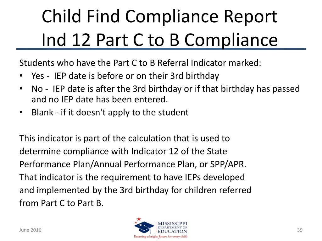 child find compliance report ind 12 part