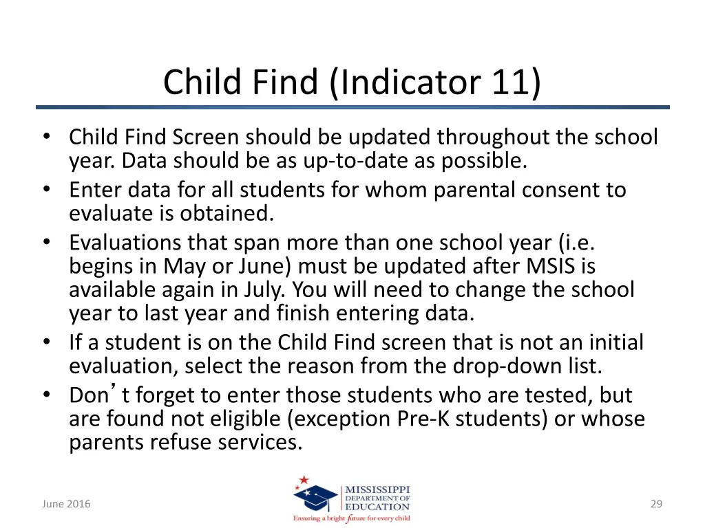 child find indicator 11