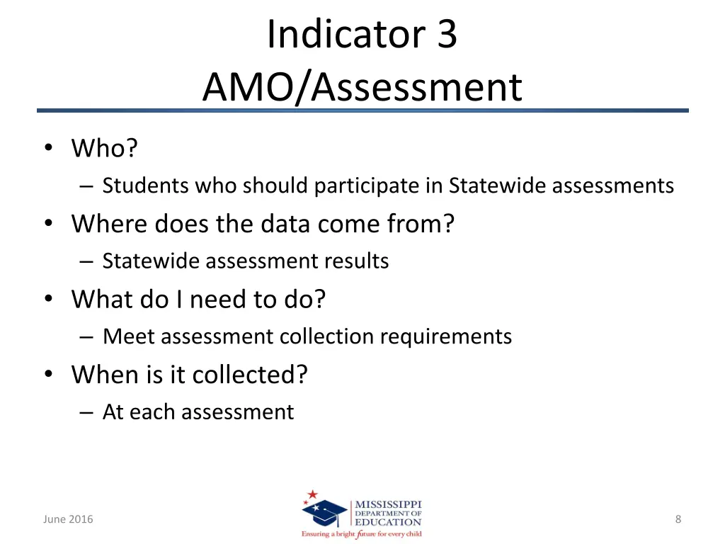 indicator 3 amo assessment