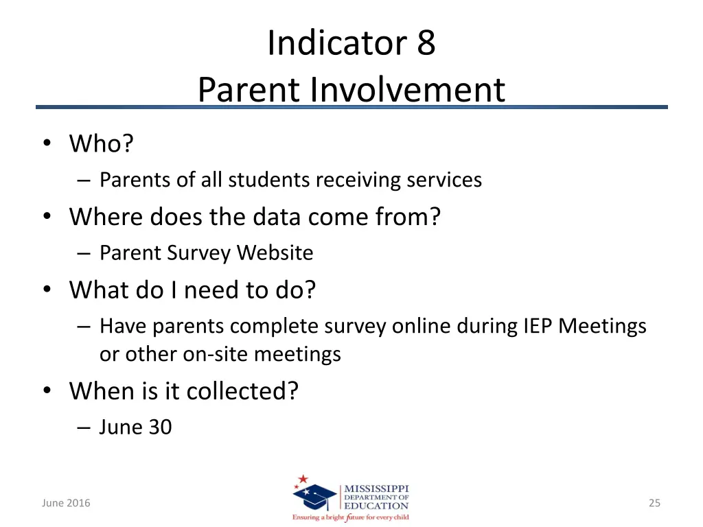 indicator 8 parent involvement